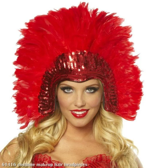 Red Vegas Showgirl Headpiece Adult 1 Red Vegas Showgirl Headpiece Adult