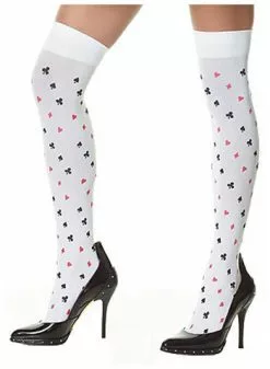 Card Print Queen Of Hearts Stockings