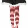Kids Red And White Striped Tights